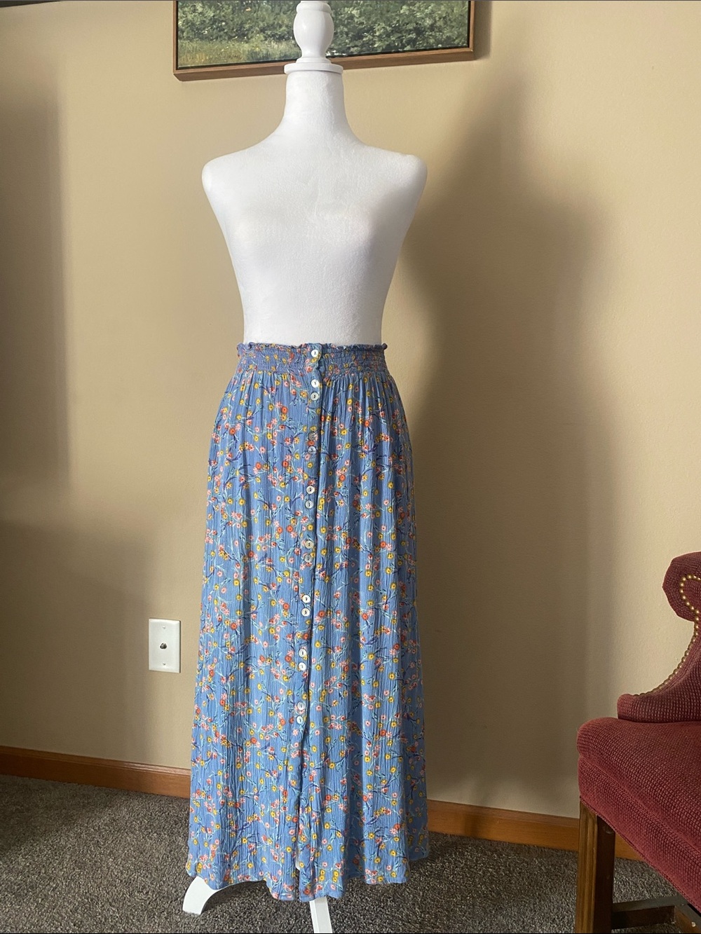 Urban Outfitters Blue Floral Maxi Skirt Medium